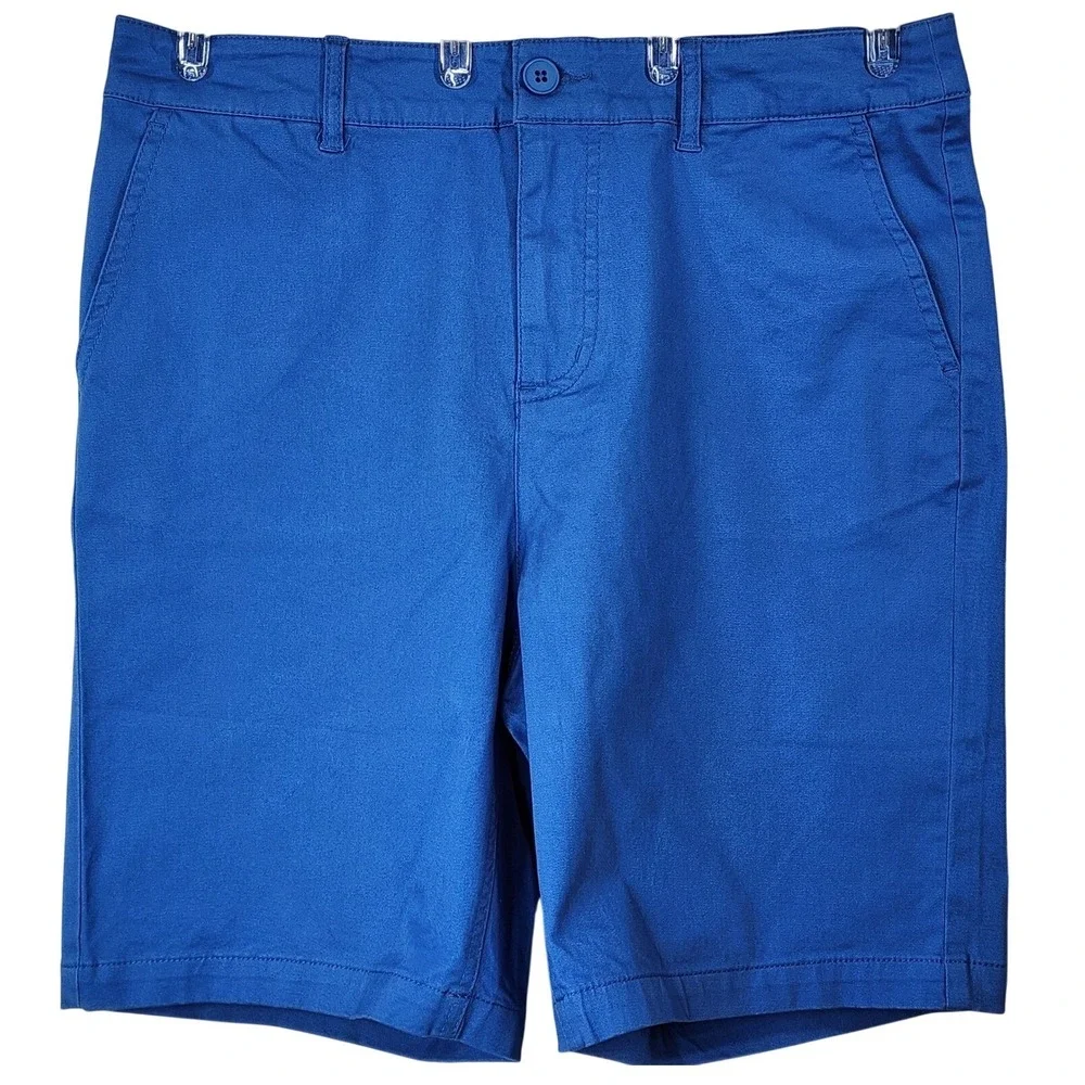Denim & Co Royal Blue Chino Shorts Womens 6‎ Cotton Stretch Twill Bermuda EUC
